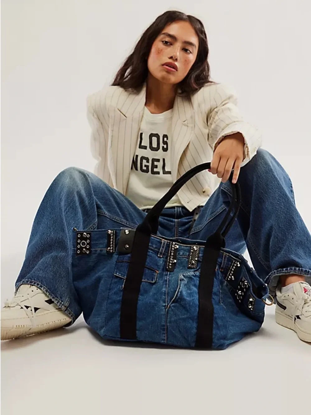 NWOT Free People Ibiza Denim Tote Bag by Stepfano Ghilardi A619